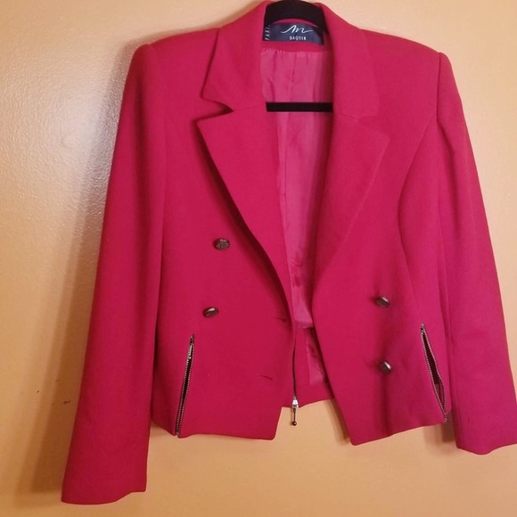 Vintage Red Street Jacket by M Daquin Paris Coat Size 36 - Picture 5 of 8